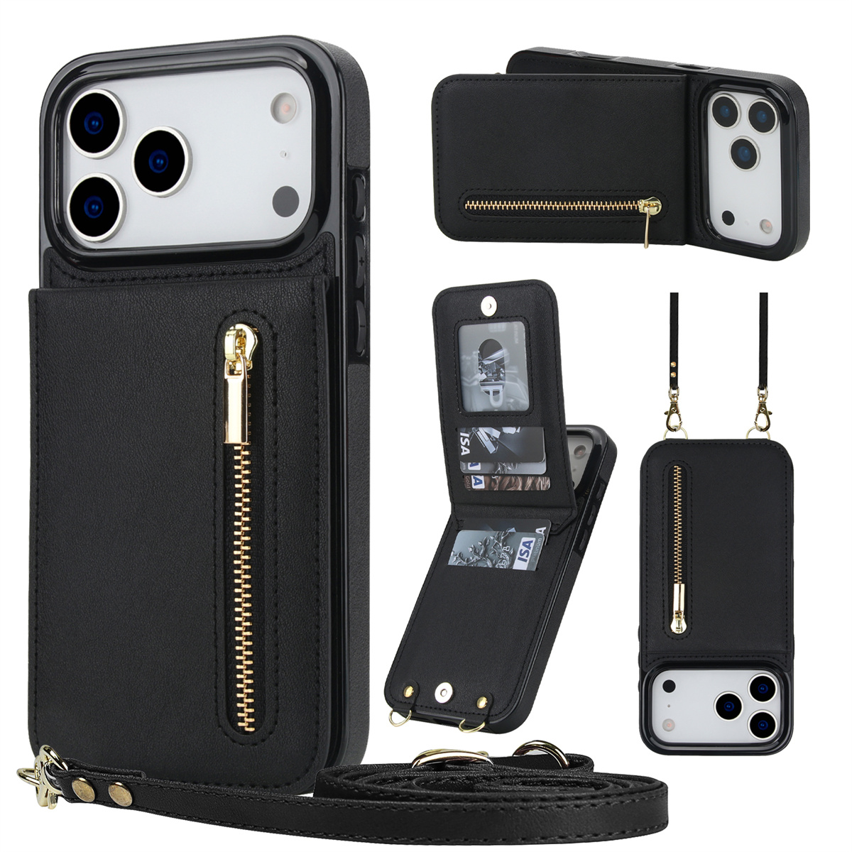 Leather Wallet Card Holder Phone Cover - iPhone 16 Pro Max 17 Air