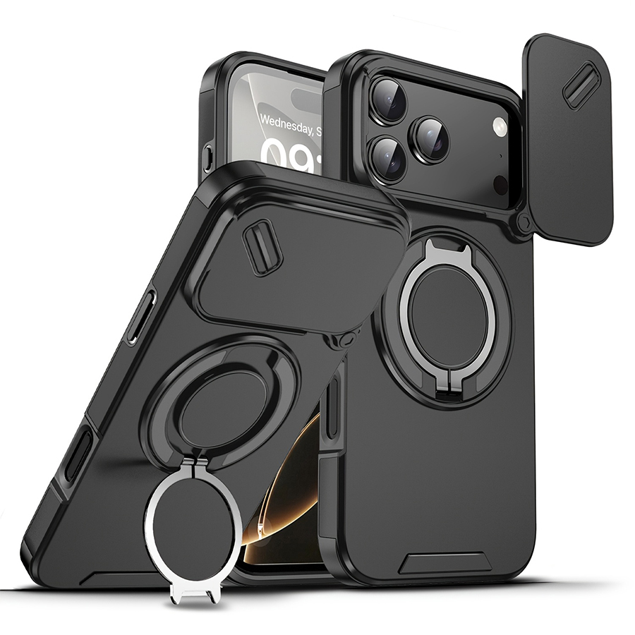 Heavy Duty 360 Full Body Protective Case - Kaydırılabilir Kamera Lens Kapağı ve 360