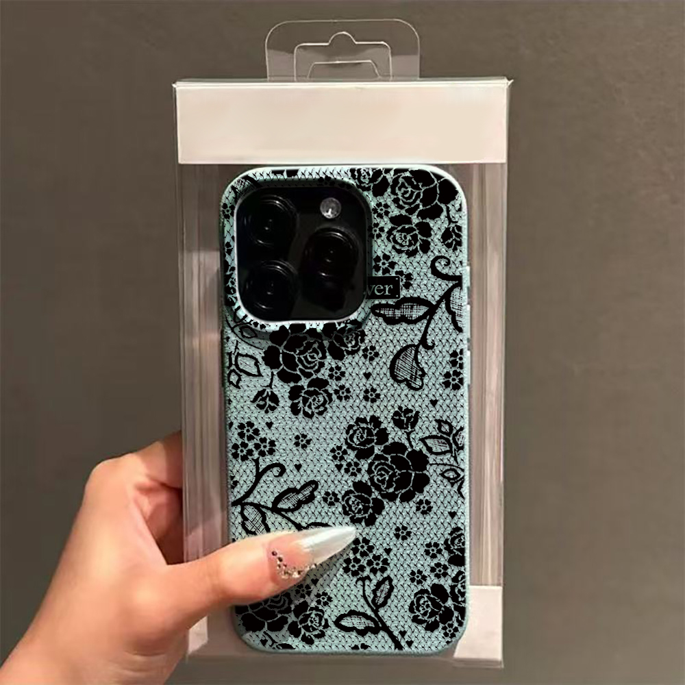 Zarif Siyah Dantel Gül Çiçek D - Vintage Floral Pattern Soft Case incelemesi ve fiyatı